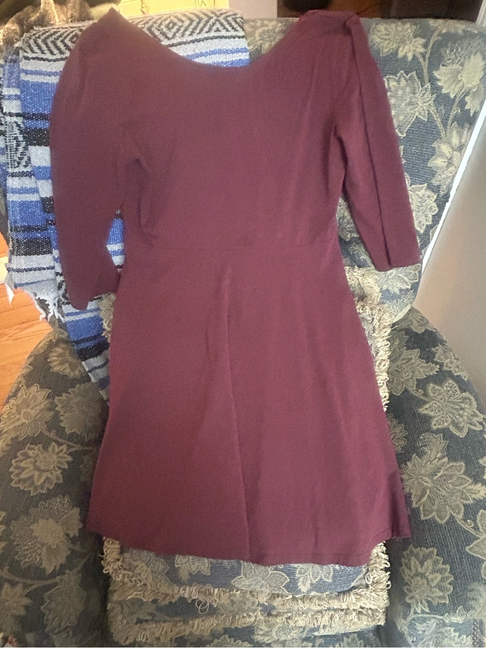 H & M burgundy long sleeve fall dress cute size L